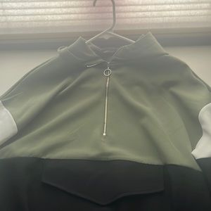 half zip green white and black